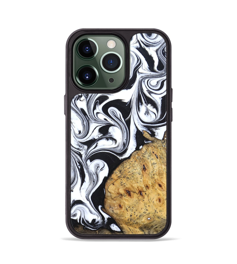 iPhone 13 Pro Wood Phone Case - Shameka (Black & White, 827628)