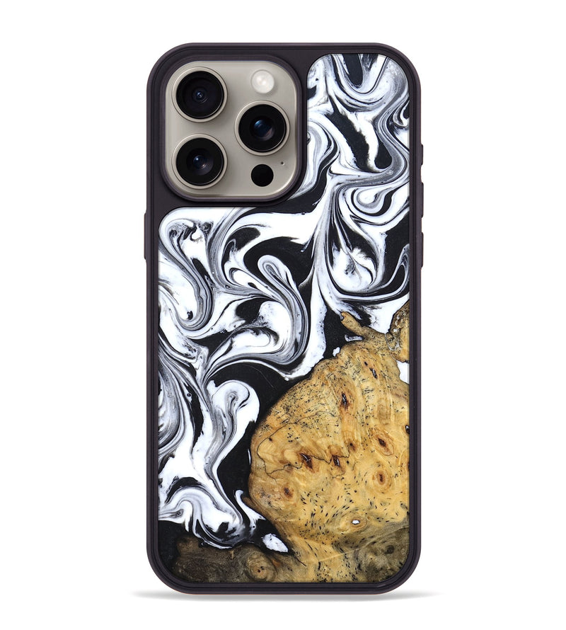 iPhone 15 Pro Max Wood Phone Case - Shameka (Black & White, 827628)