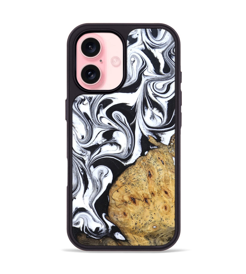 iPhone 16 Wood Phone Case - Shameka (Black & White, 827628)