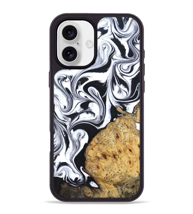 iPhone 16 Plus Wood Phone Case - Shameka (Black & White, 827628)