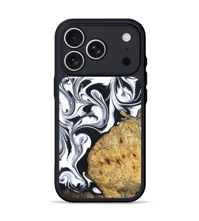 iPhone 17 Pro Wood Phone Case - Shameka (Black & White, 827628)