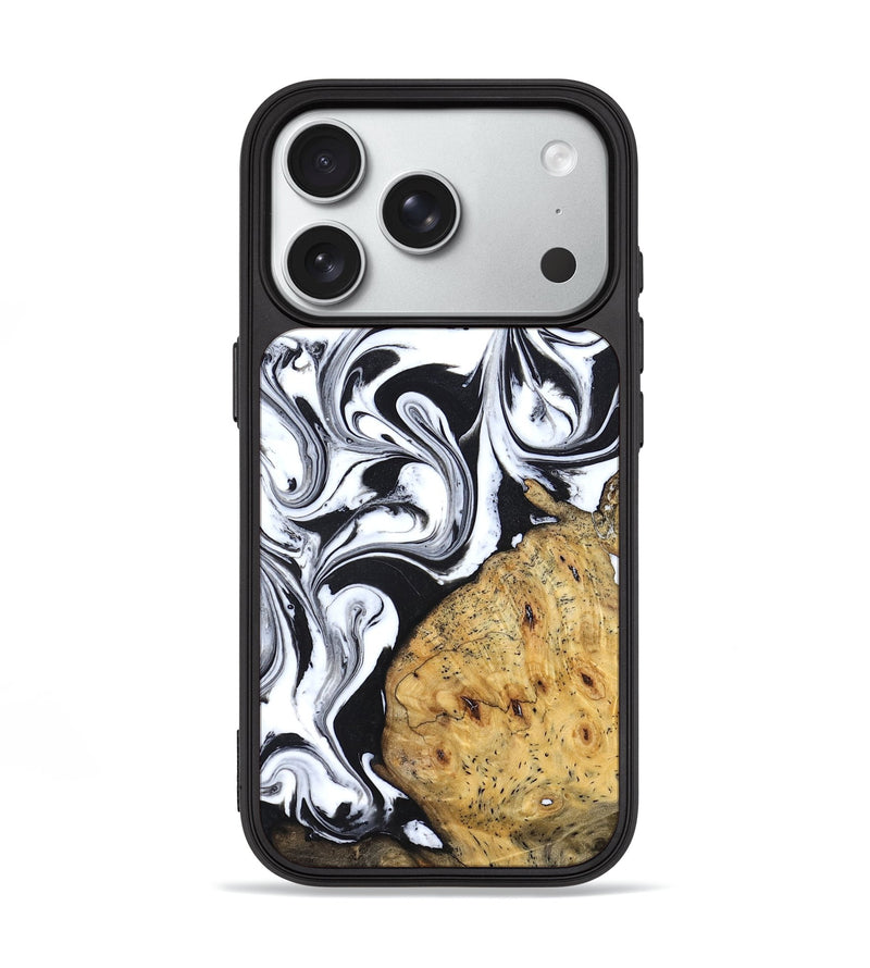 iPhone 18 Pro Wood Phone Case - Shameka (Black & White, 827628)