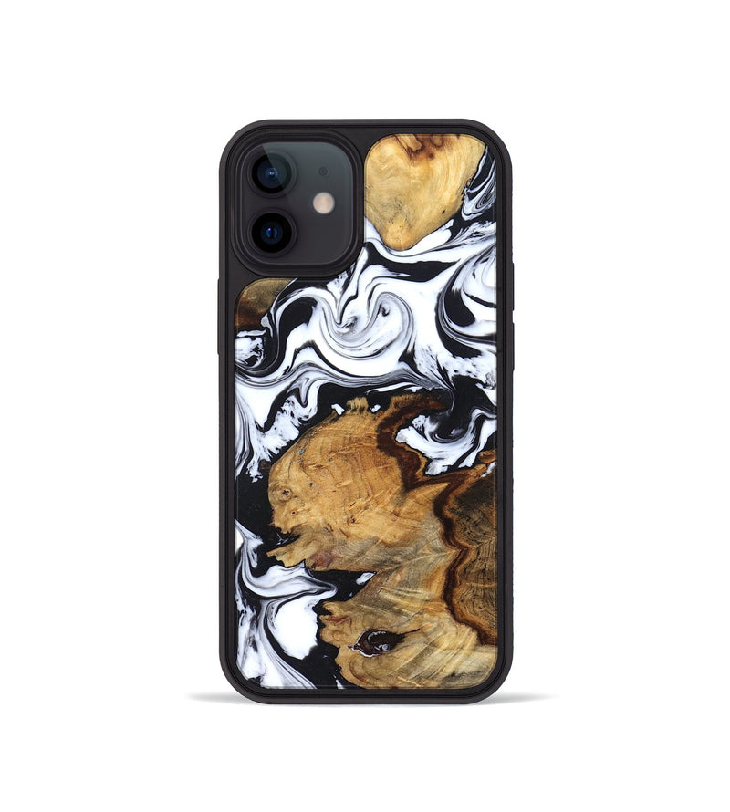 iPhone 12 mini Wood Phone Case - Autumn (Black & White, 827629)