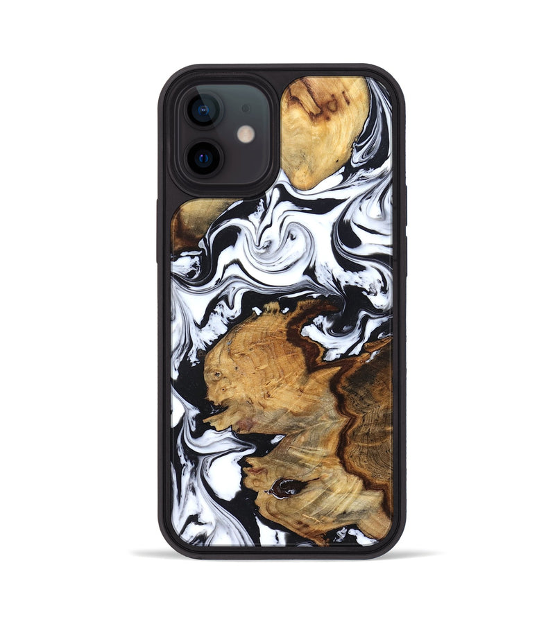 iPhone 12 Wood Phone Case - Autumn (Black & White, 827629)