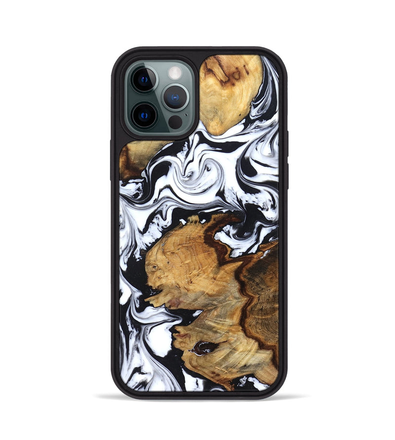 iPhone 12 Pro Wood Phone Case - Autumn (Black & White, 827629)