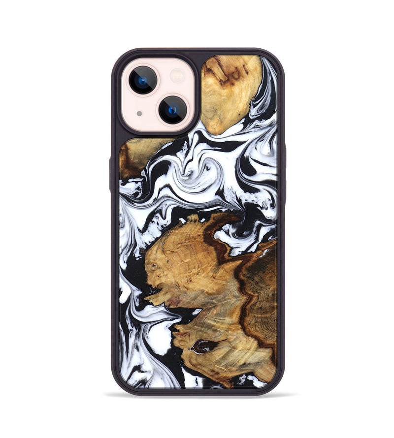 iPhone 14 Wood Phone Case - Autumn (Black & White, 827629)
