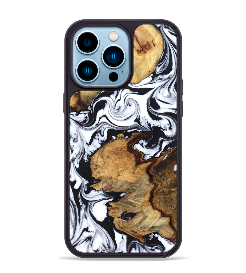 iPhone 14 Pro Max Wood Phone Case - Autumn (Black & White, 827629)