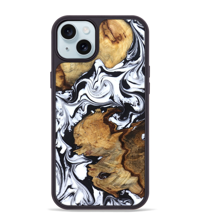 iPhone 15 Plus Wood Phone Case - Autumn (Black & White, 827629)