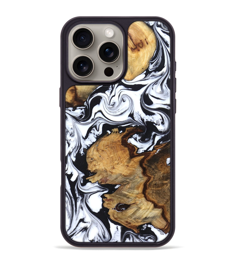 iPhone 16 Pro Max Wood Phone Case - Autumn (Black & White, 827629)