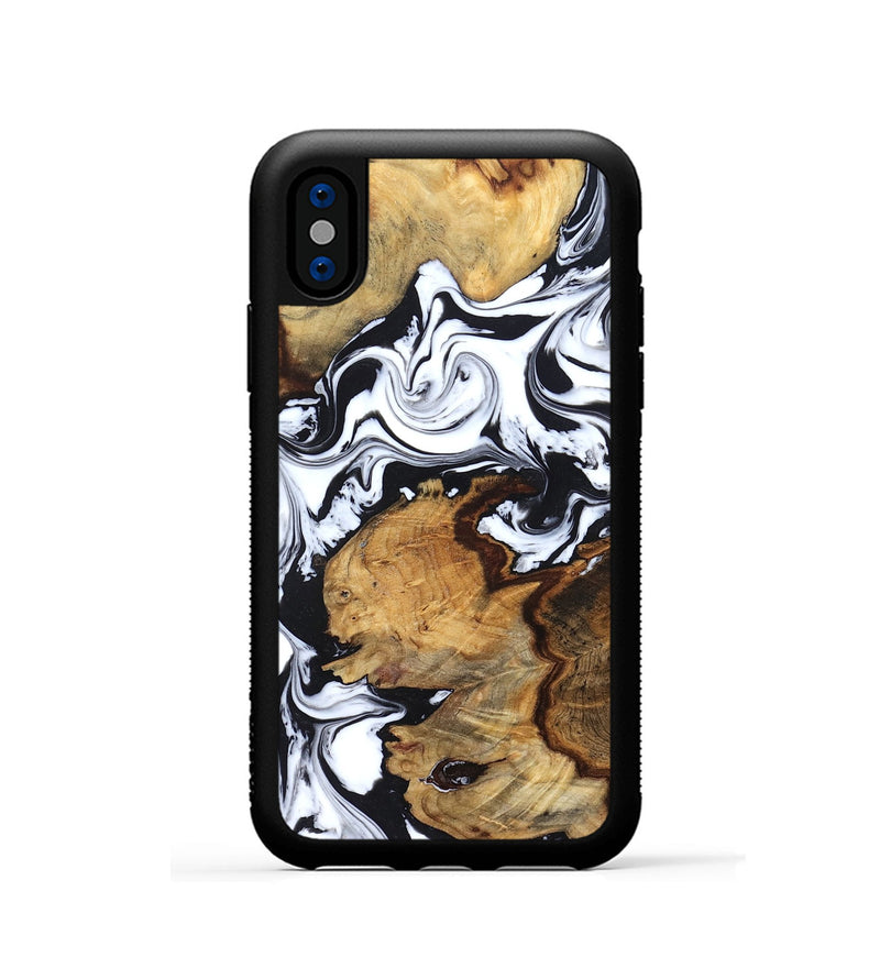 iPhone Xs Wood Phone Case - Autumn (Black & White, 827629)