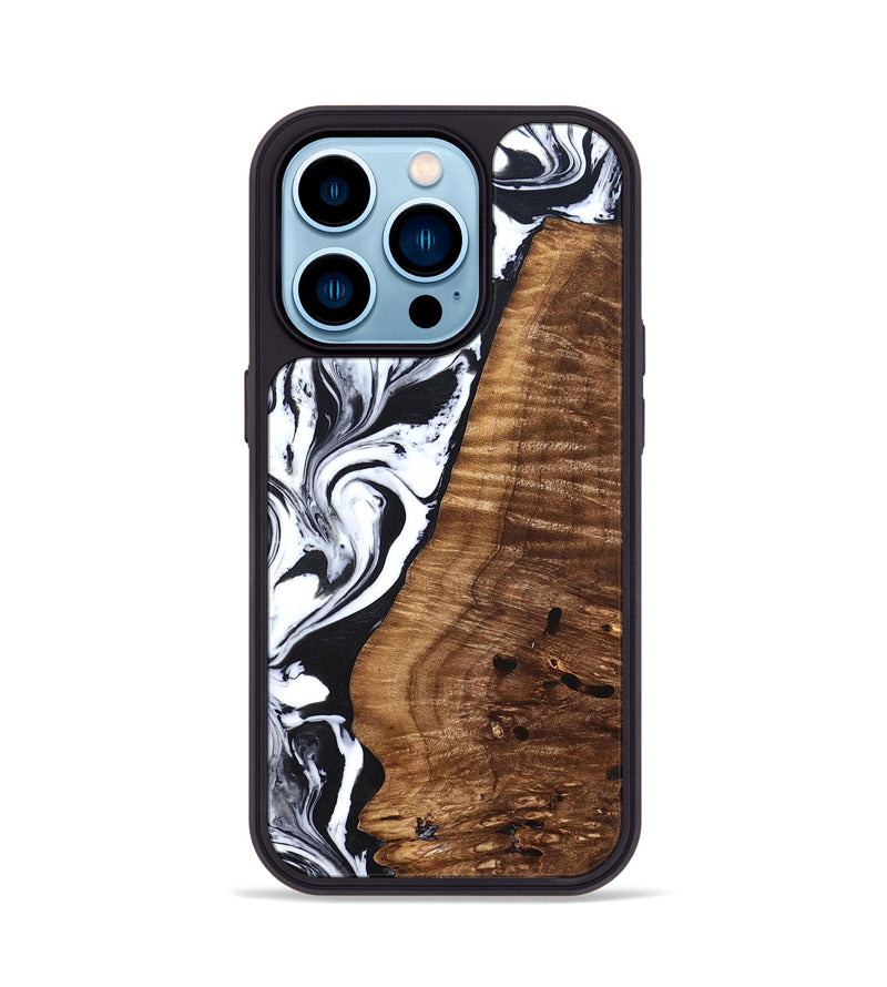 iPhone 14 Pro Wood Phone Case - Lee (Black & White, 827630)