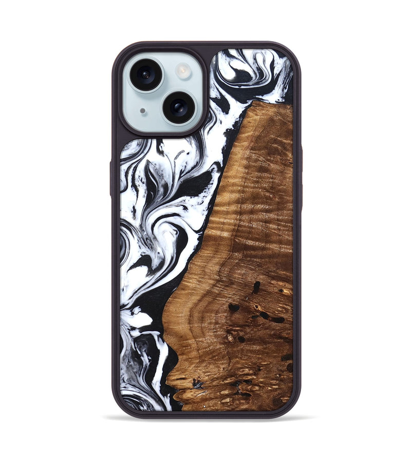 iPhone 15 Wood Phone Case - Lee (Black & White, 827630)