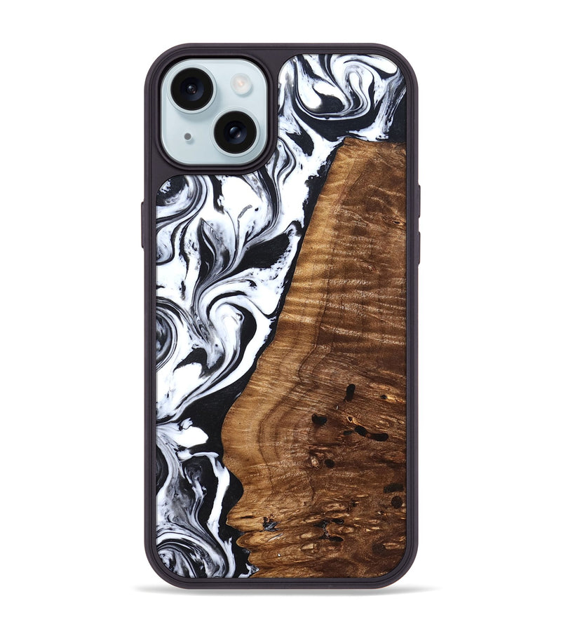 iPhone 15 Plus Wood Phone Case - Lee (Black & White, 827630)