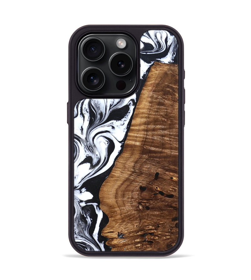 iPhone 15 Pro Wood Phone Case - Lee (Black & White, 827630)