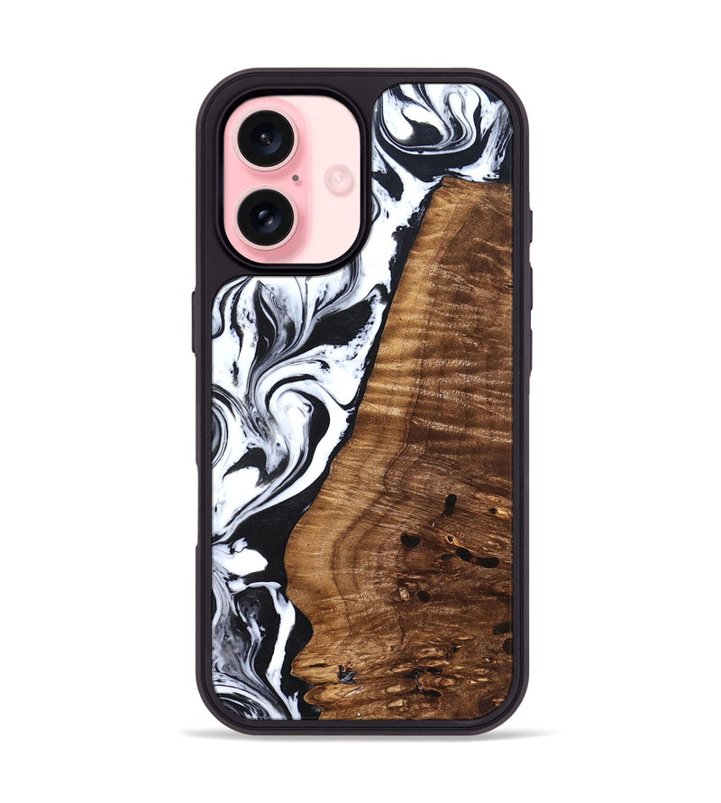 iPhone 16 Wood Phone Case - Lee (Black & White, 827630)