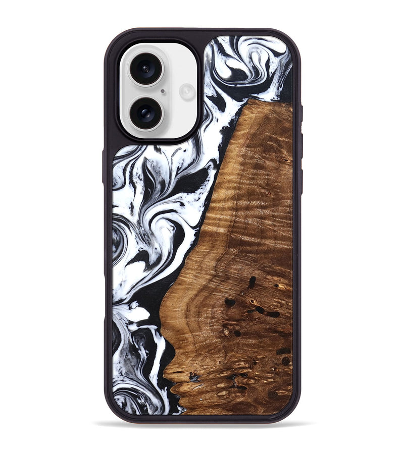 iPhone 16 Plus Wood Phone Case - Lee (Black & White, 827630)