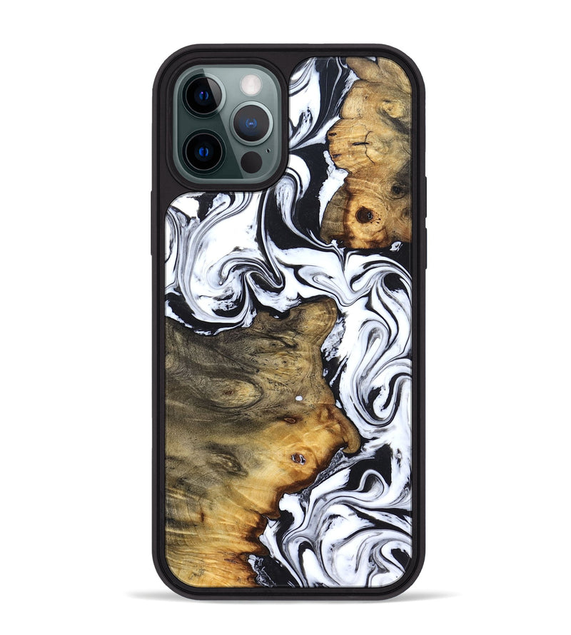 iPhone 12 Pro Max Wood Phone Case - Lorie (Black & White, 827631)