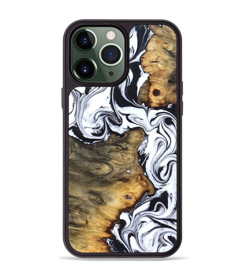 iPhone 13 Pro Max Wood Phone Case - Lorie (Black & White, 827631)