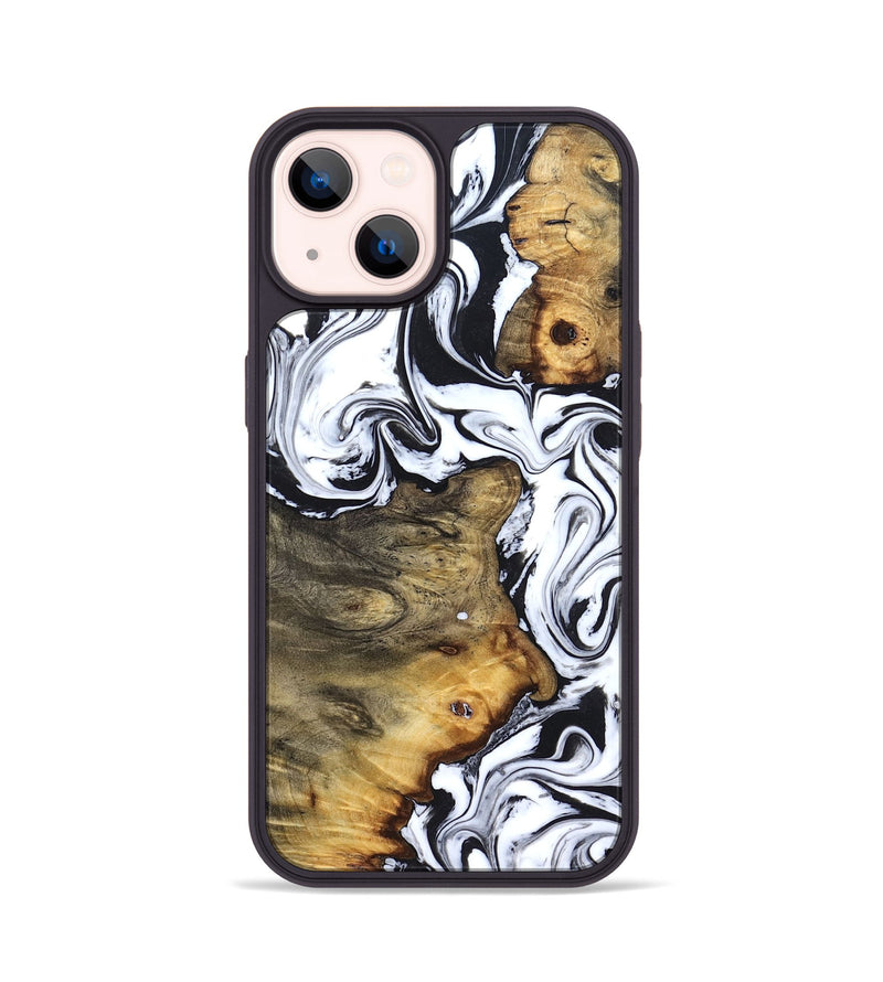 iPhone 14 Wood Phone Case - Lorie (Black & White, 827631)