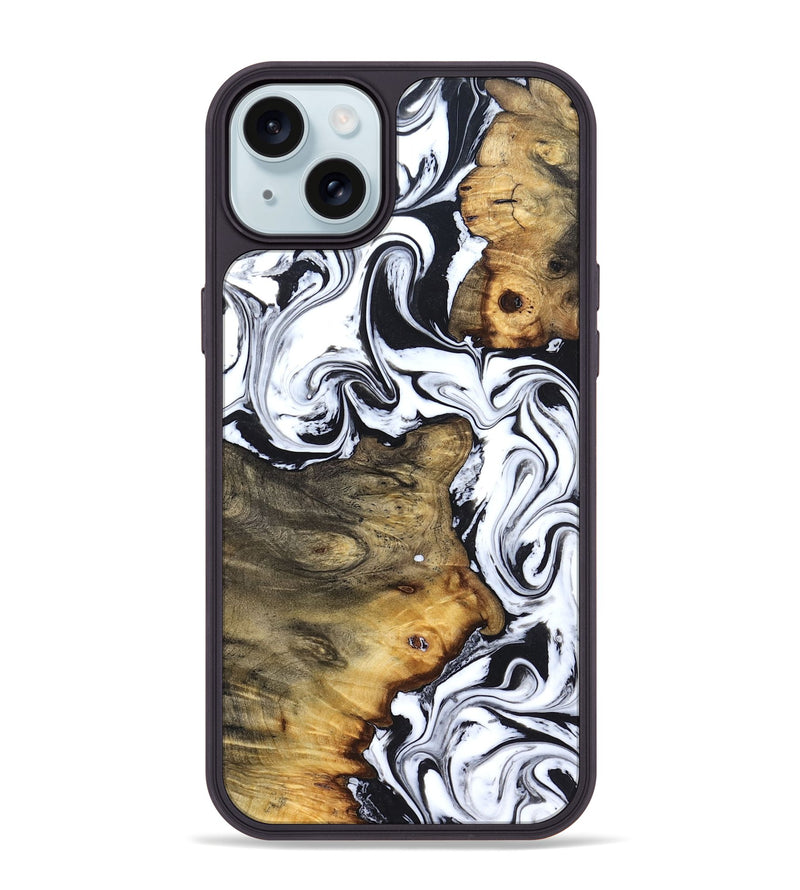 iPhone 15 Plus Wood Phone Case - Lorie (Black & White, 827631)