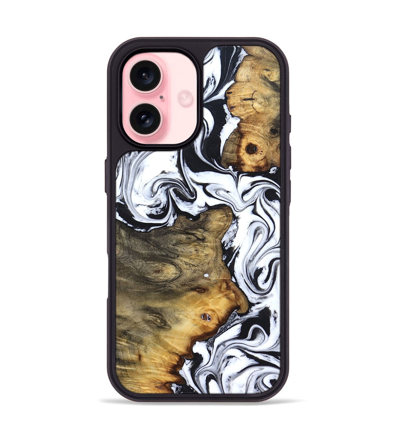 iPhone 16 Wood Phone Case - Lorie (Black & White, 827631)