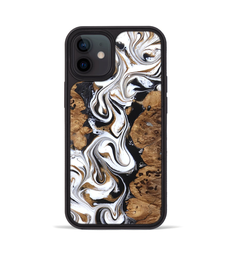iPhone 12 Wood Phone Case - Seamus (Black & White, 827632)