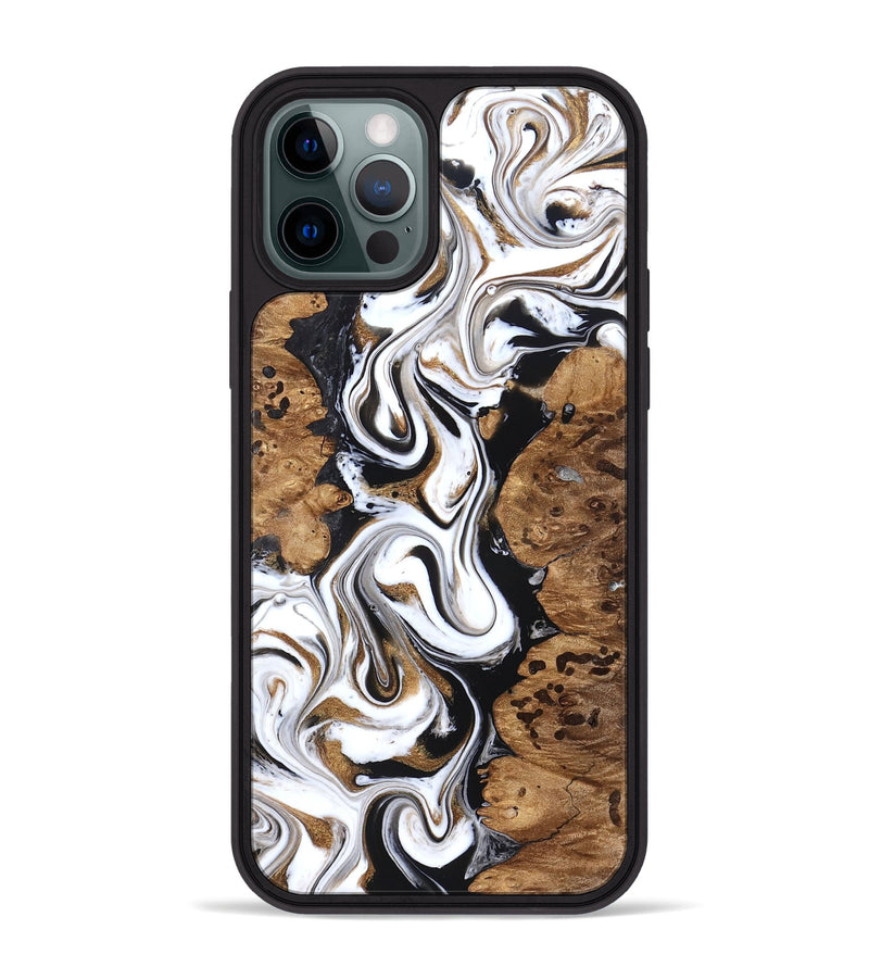 iPhone 12 Pro Max Wood Phone Case - Seamus (Black & White, 827632)