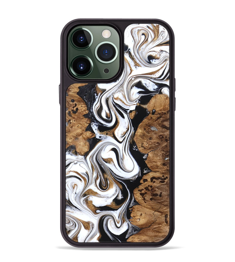 iPhone 13 Pro Max Wood Phone Case - Seamus (Black & White, 827632)