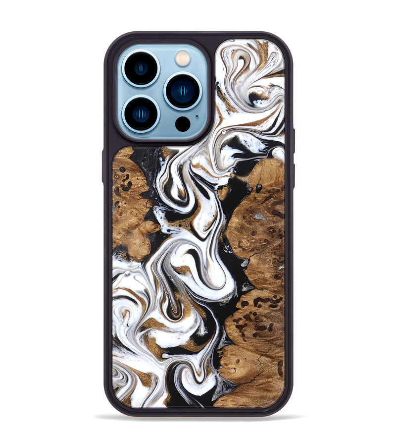 iPhone 14 Pro Max Wood Phone Case - Seamus (Black & White, 827632)