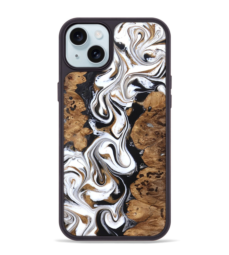 iPhone 15 Plus Wood Phone Case - Seamus (Black & White, 827632)
