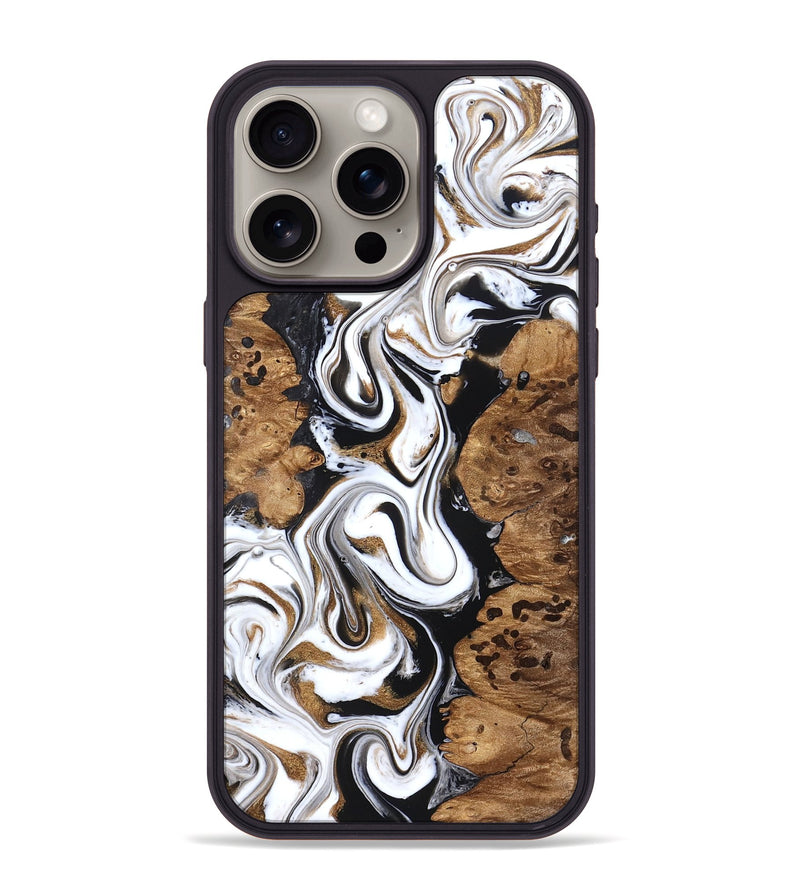 iPhone 15 Pro Max Wood Phone Case - Seamus (Black & White, 827632)