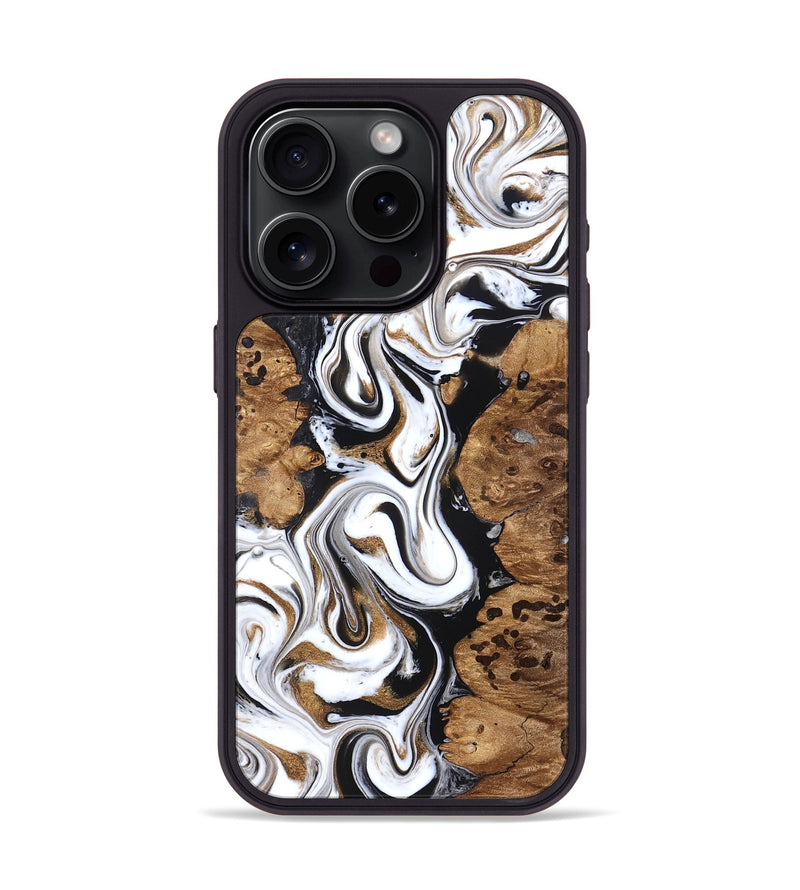 iPhone 15 Pro Wood Phone Case - Seamus (Black & White, 827632)