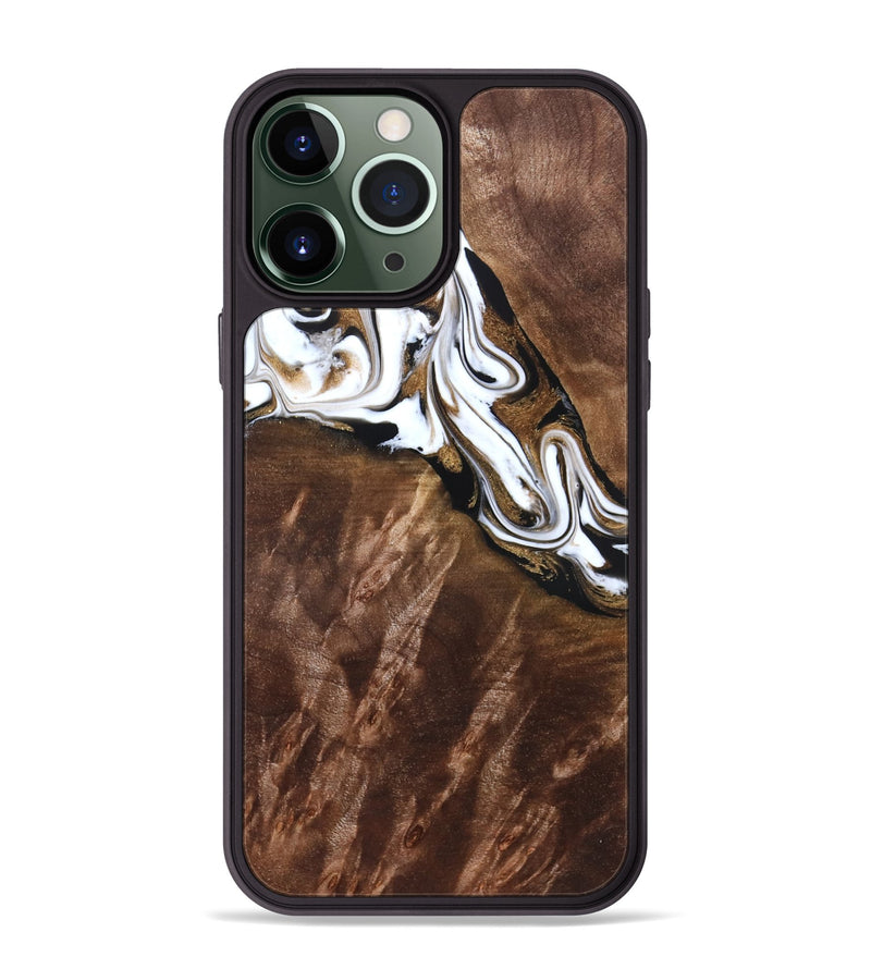iPhone 13 Pro Max Wood Phone Case - Aaden (Black & White, 827633)