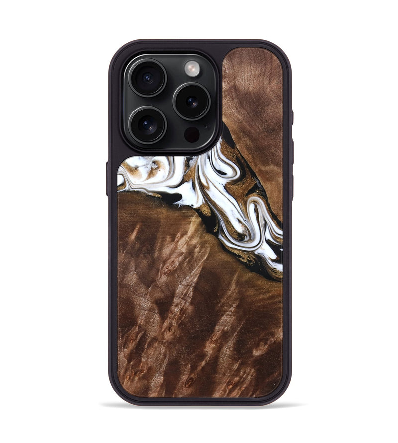iPhone 15 Pro Wood Phone Case - Aaden (Black & White, 827633)