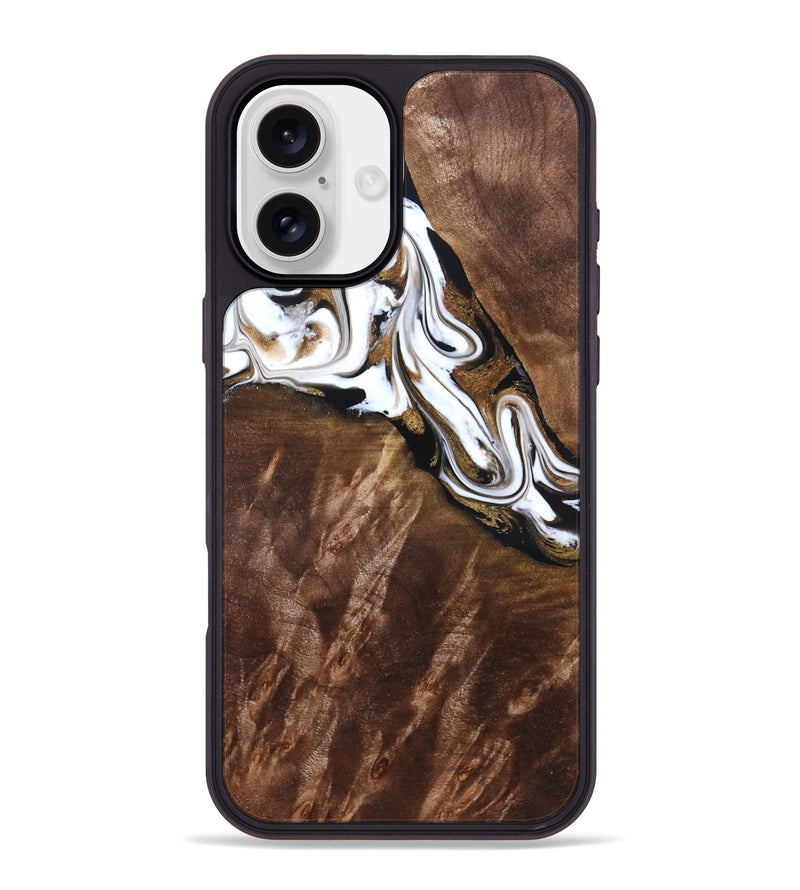 iPhone 16 Plus Wood Phone Case - Aaden (Black & White, 827633)
