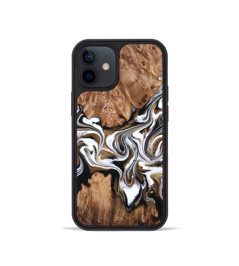 iPhone 12 mini Wood Phone Case - Zoie (Black & White, 827634)