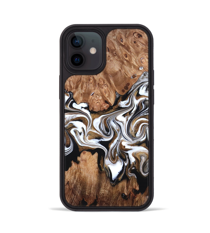 iPhone 12 Wood Phone Case - Zoie (Black & White, 827634)