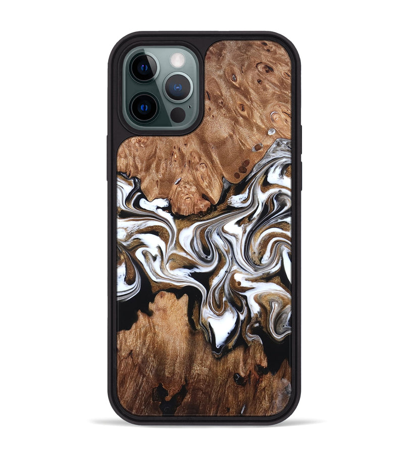 iPhone 12 Pro Max Wood Phone Case - Zoie (Black & White, 827634)