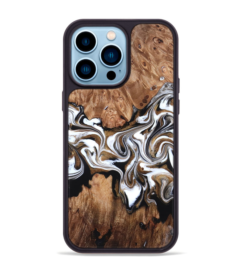 iPhone 14 Pro Max Wood Phone Case - Zoie (Black & White, 827634)