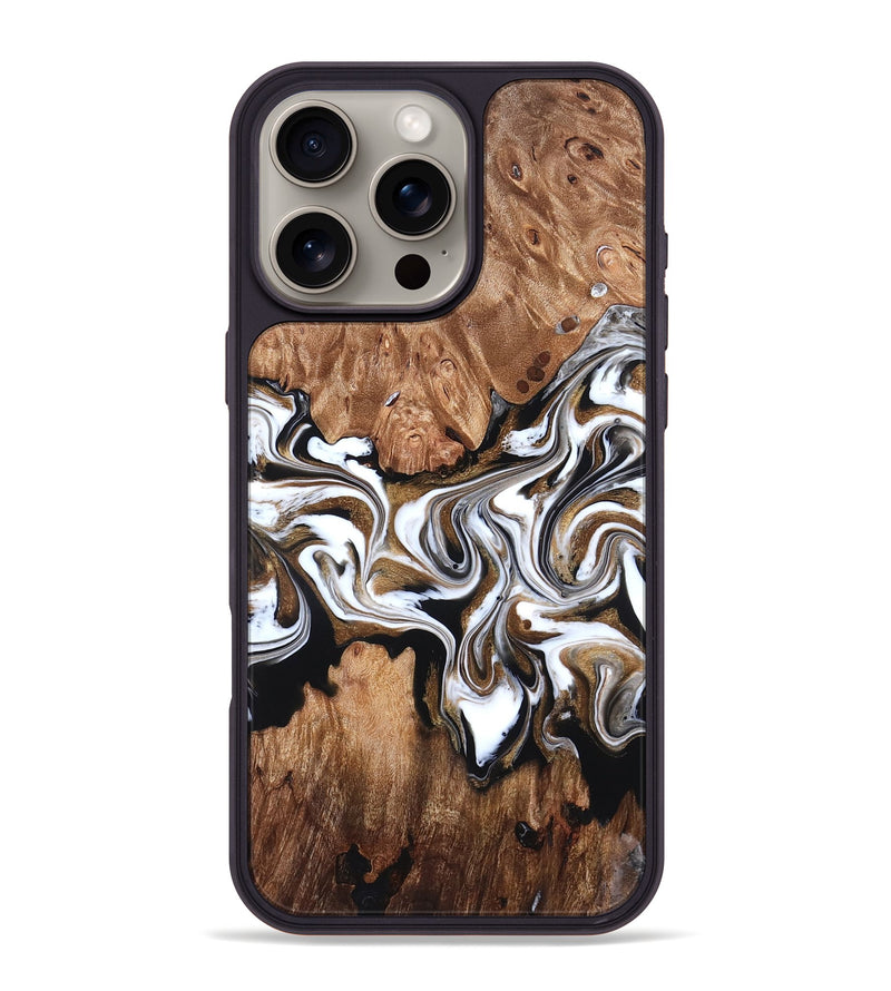 iPhone 16 Pro Max Wood Phone Case - Zoie (Black & White, 827634)