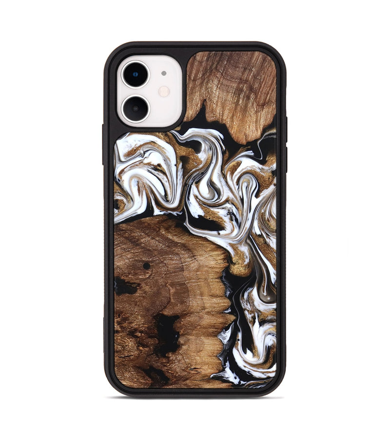 iPhone 11 Wood Phone Case - Lilia (Black & White, 827635)