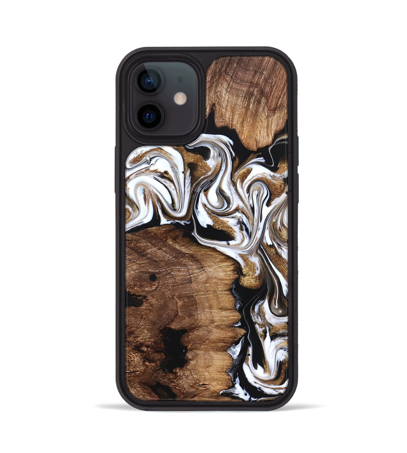 iPhone 12 Wood Phone Case - Lilia (Black & White, 827635)