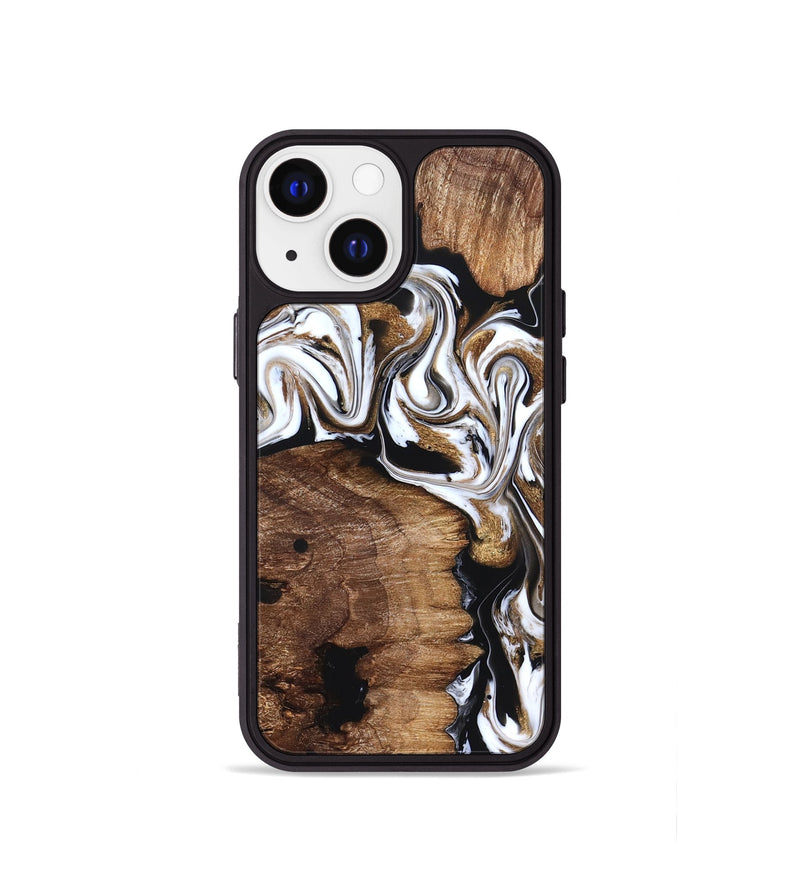 iPhone 13 mini Wood Phone Case - Lilia (Black & White, 827635)