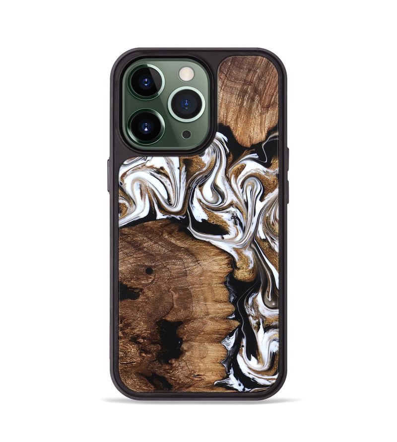 iPhone 13 Pro Wood Phone Case - Lilia (Black & White, 827635)