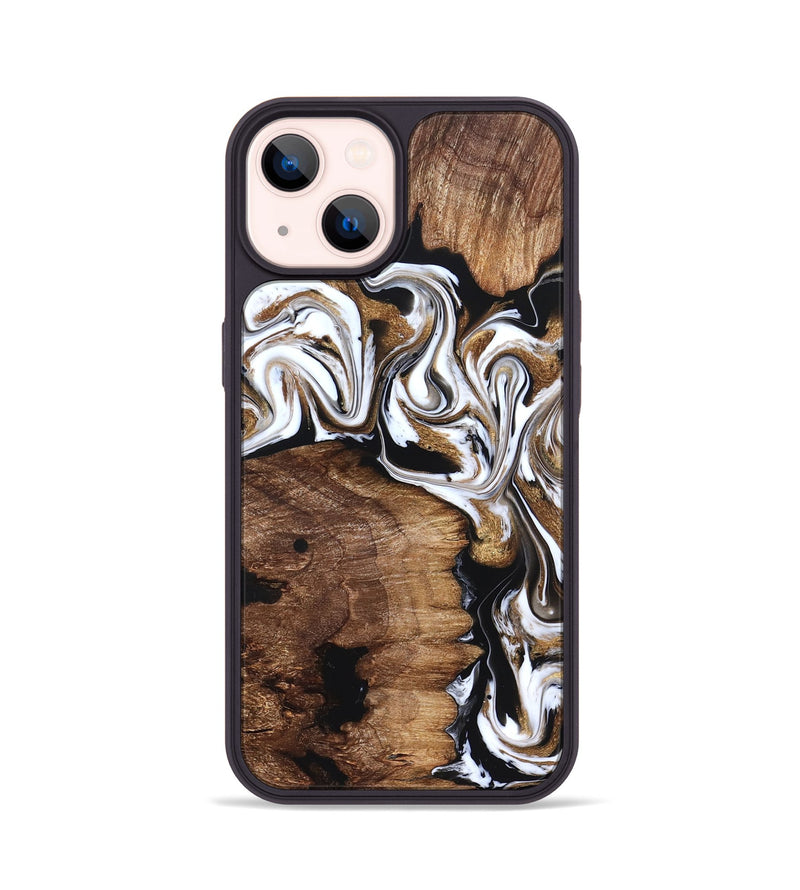 iPhone 14 Wood Phone Case - Lilia (Black & White, 827635)