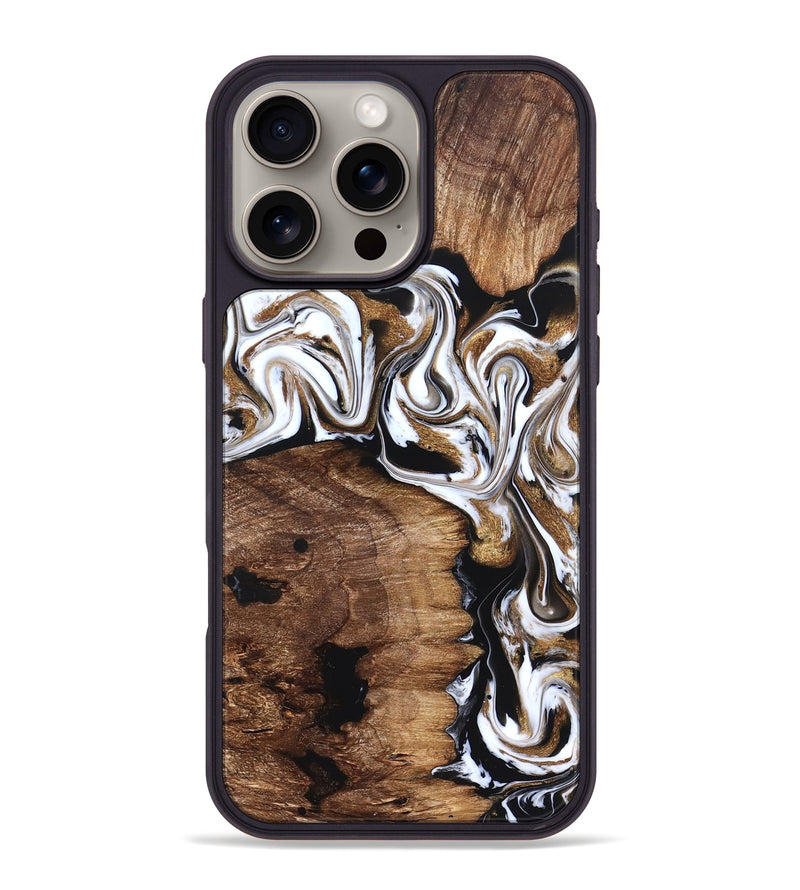 iPhone 16 Pro Max Wood Phone Case - Lilia (Black & White, 827635)