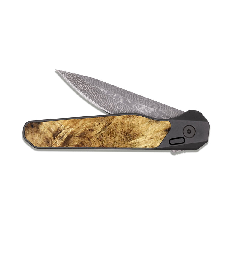 EDC Dark Damascus Wood Pocket Knife - Zariah (Black & White, 827636)