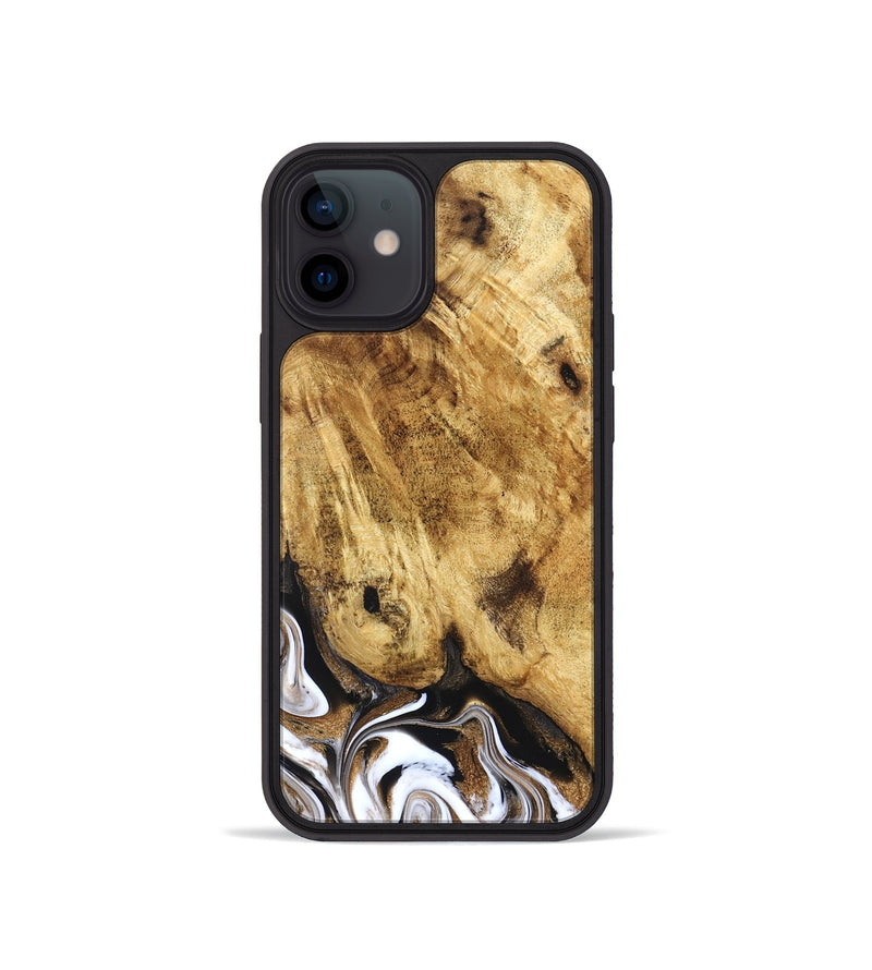iPhone 12 mini Wood Phone Case - Zariah (Black & White, 827636)