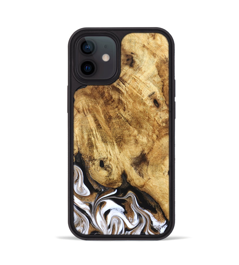 iPhone 12 Wood Phone Case - Zariah (Black & White, 827636)