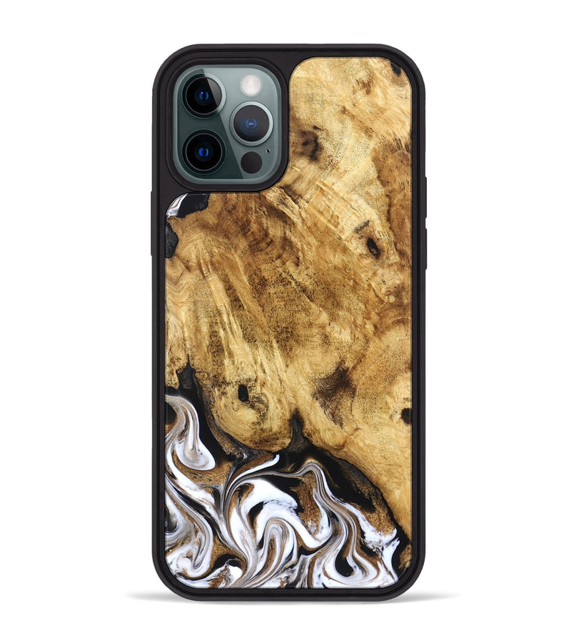 iPhone 12 Pro Max Wood Phone Case - Zariah (Black & White, 827636)